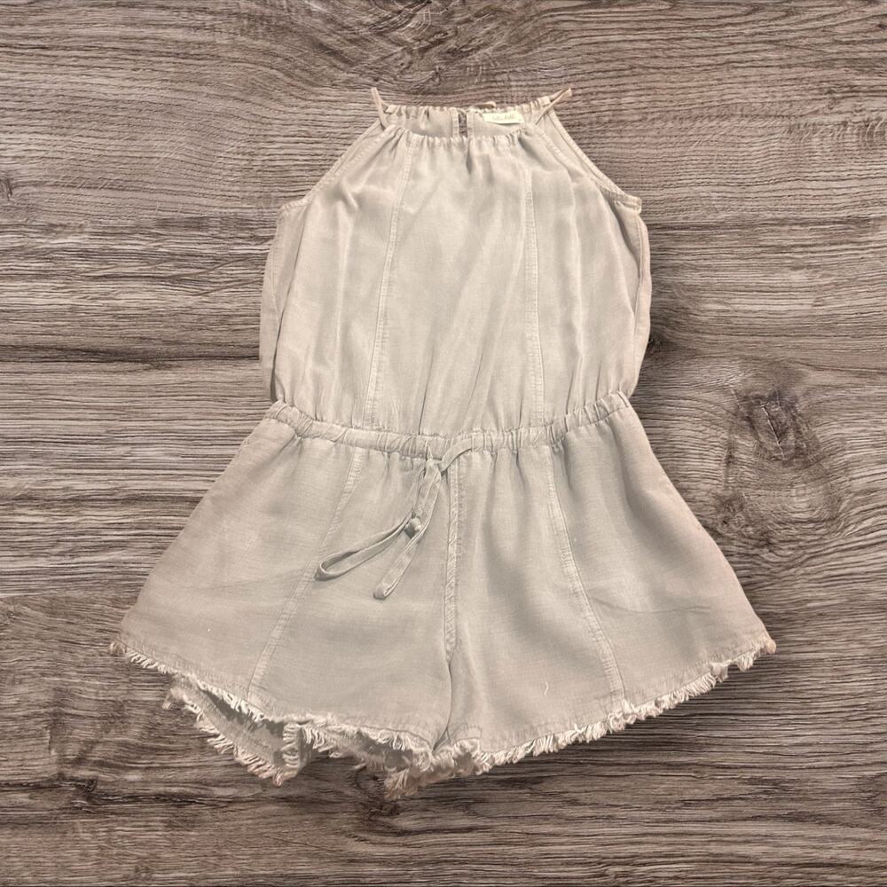 Bella Dahl Women's Sleeveless Linen Blend Short Fringed Romper Size XS